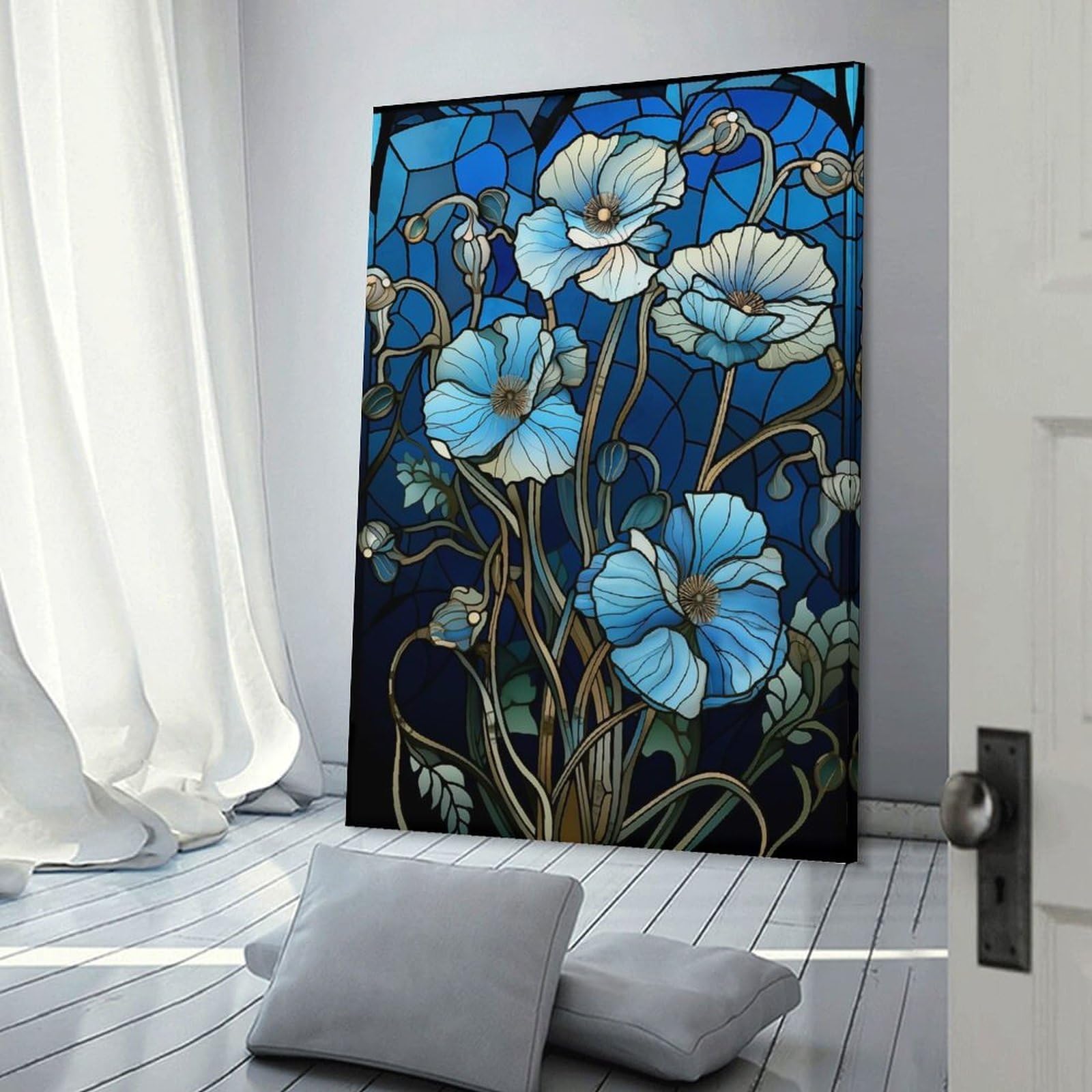 Junmoney Frame-Style-9 Hanging Wall Art Art Stain Gilded Flowers, 24X36inch(60X90cm), For Entryway, Lounge Links Or Small Walls, A Neat Decor Update For Hallways
