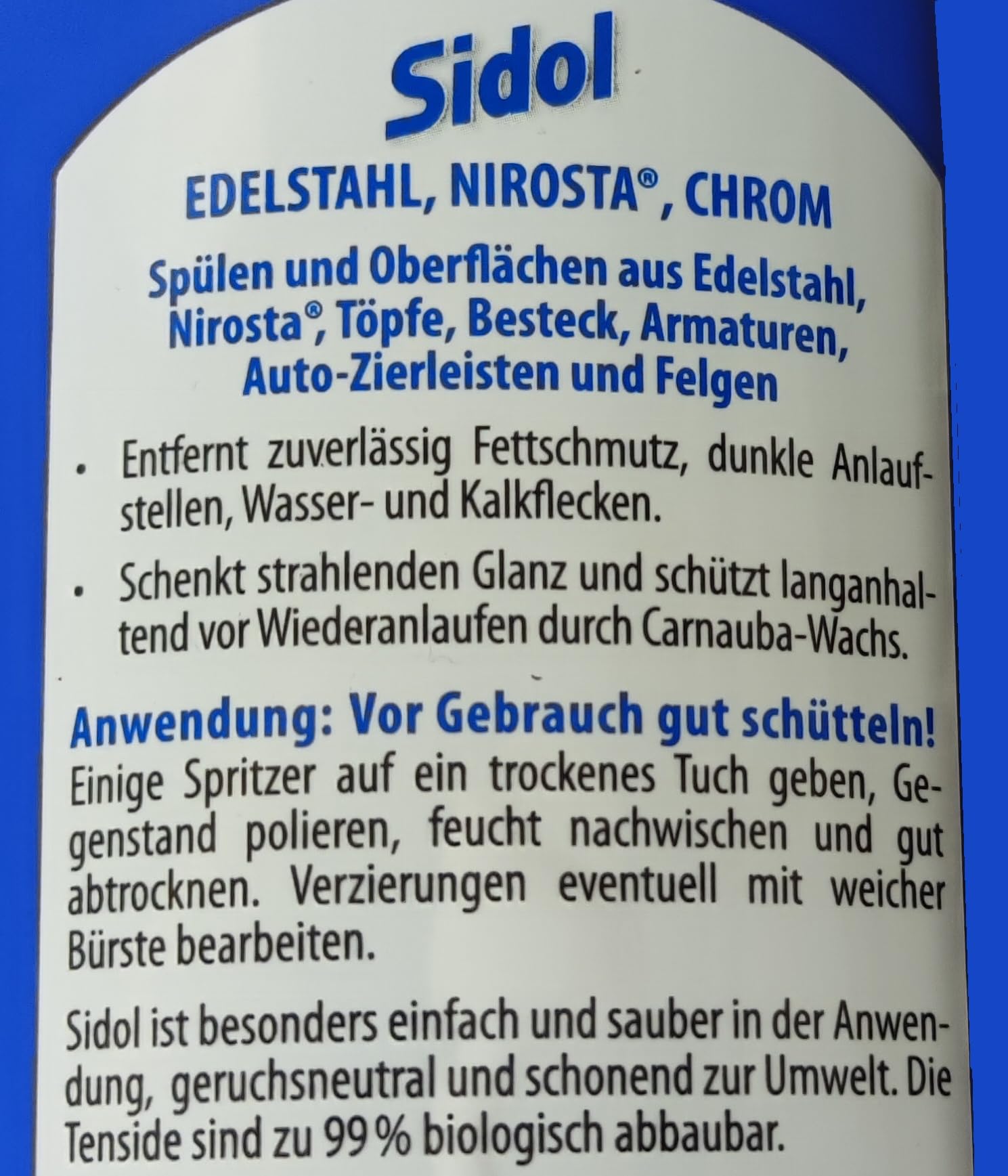 3 x SIDOL reinigt Metalle (Edelstahl Nirosta Stahl 3 x je 250ml)