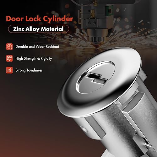 Miniatura 5 de A-Premium Juego de cilindros y llaves para cerradura de puerta compatible con Ford F-150 F-250 F-350 F-450 F-550 F-650 F-750 F-800 Econoline Club
