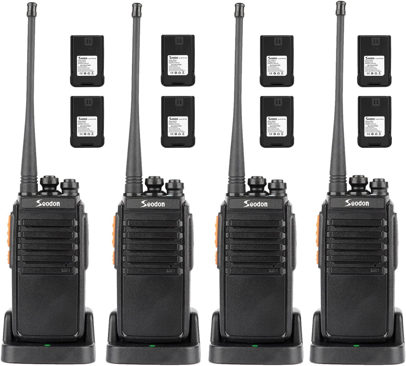 Seodon Walkie Talkies for Adult Long Range with 8 Batteries Rechargeable Two 2 Way Radios Walkie Talkie 4 Pack Walky Talky with Headsets/Earpieces