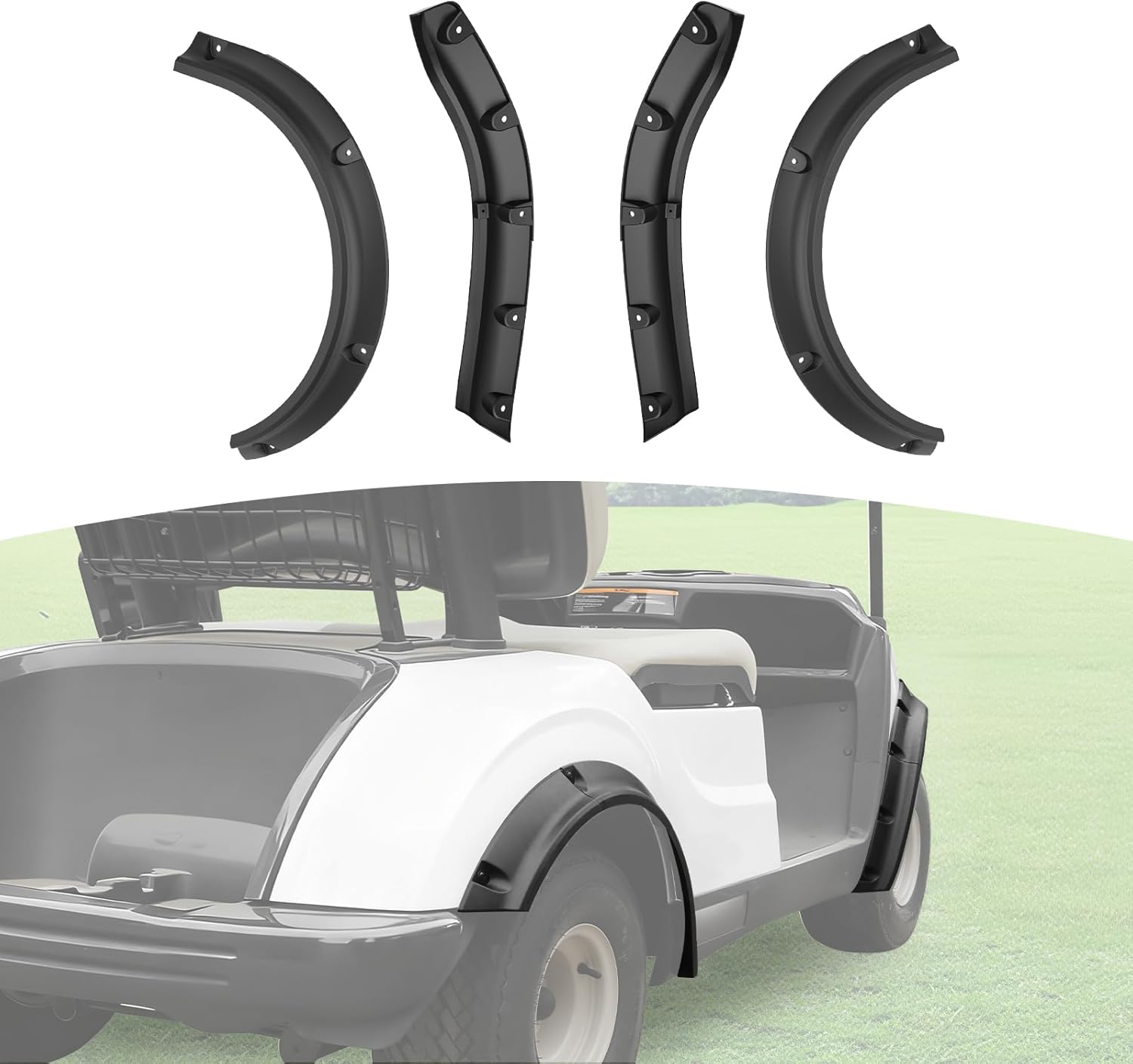 Front & Rear Fender Flares for Yamaha G29 Drive2, Combined Mud Flaps Mud Guard Extension for 2017-2025 Yamaha Drive2 G29 Standard and Unmodified Golf Carts, 4 Sets