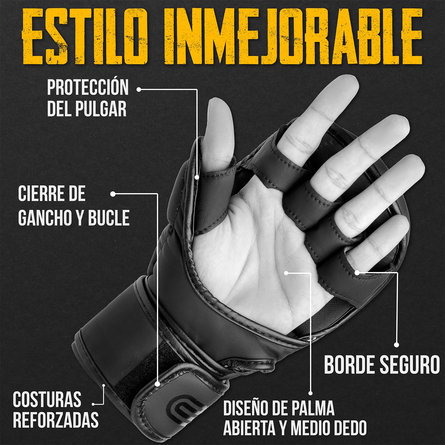 EVO Fitness Guantes MMA Cuero Sparring Karate Grappling Muay Thai Entrenamiento Artes Marciales Lucha Boxeo