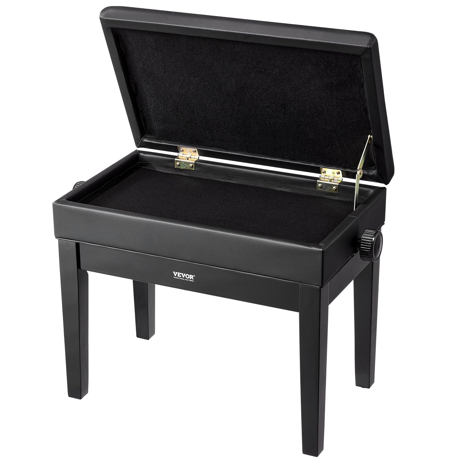 VEVOR Panca per Pianoforte 560 x 340 x 490 mm Sedia per Tastiera con Altezza Regolabile, Cuscino Imbottito, Scomparto Portaoggetti per Libri di Musica, Sgabello per Pianoforte in Legno, per Toeletta