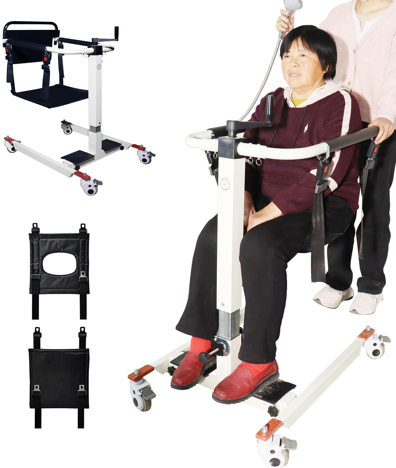 Elevador de Pacientes, Ajustable en Altura/Anchura, Elevador de Silla de Camilla, Elevador de Silla para Personas Mayores, Dispositivo de Transferencia de Silla de Ruedas a Coche