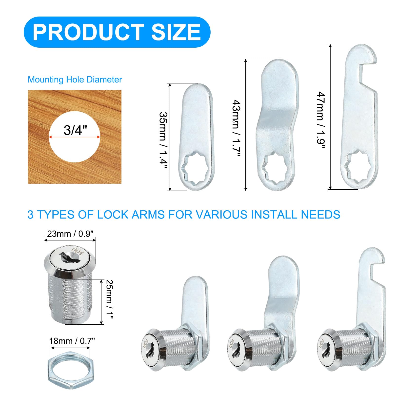 PATIKIL 1" Cam Lock with Keys - Image 2