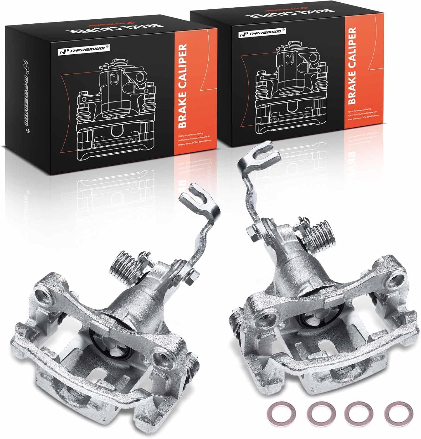 A-Premium Disc Brake Caliper Assembly with Bracket Compatible with Select Nissan and Infiniti Models - Sentra 2000-2001, G20 1999-2001, L4 2.0L - Rear Driver and Passenger Side, 2-PC Set