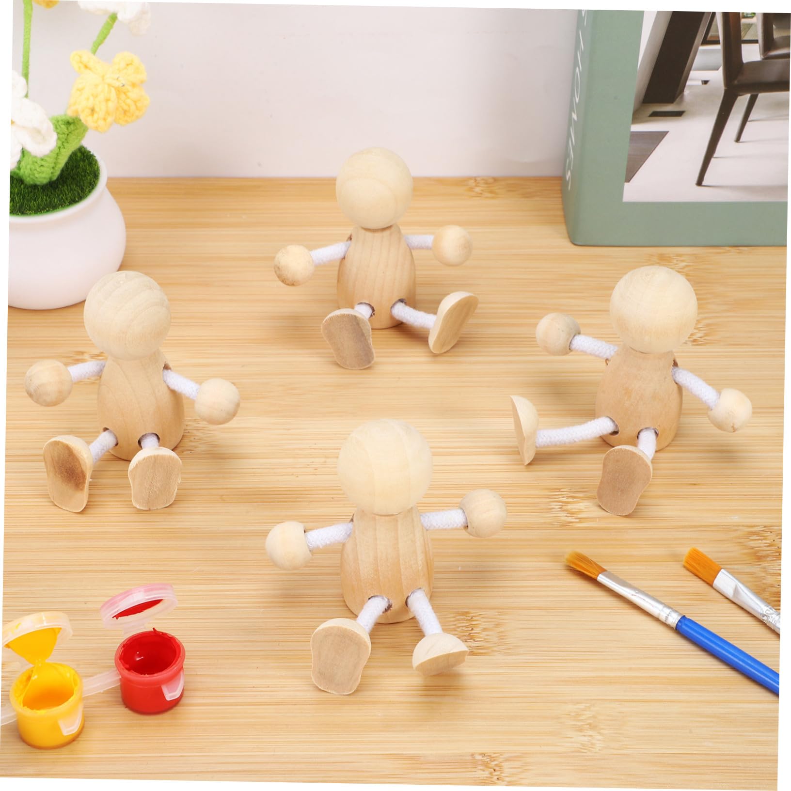16 Piezas Muñecas de Madera para Pintar Figuras Pequeñas de Madera sin Terminar para Manualidades DIY Juguetes Creativos Seguros para Decoración Artesanal