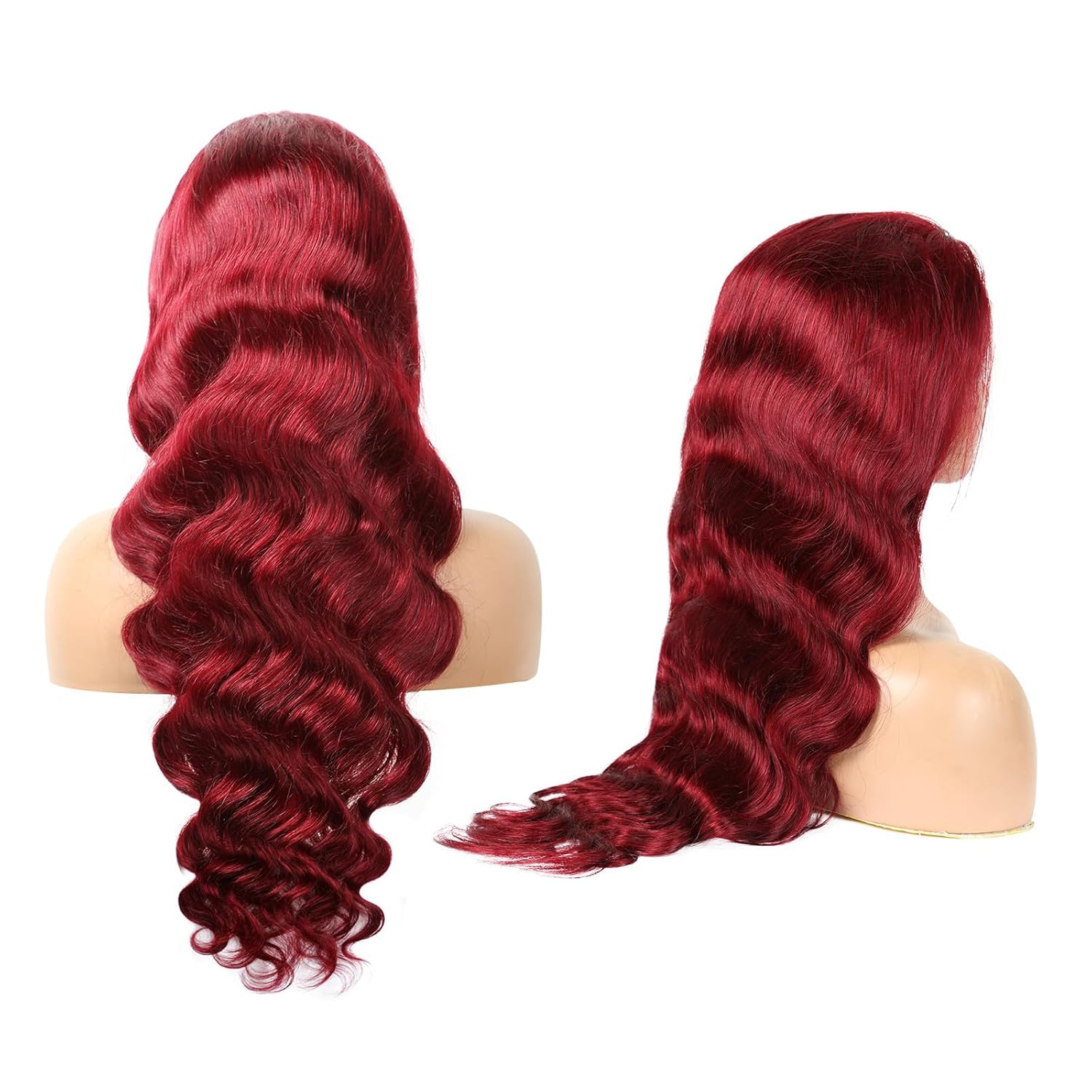 Heylisa 99j Burgundy Lace Front Wigs Human Hair 13x4 HD Glueless Body Wave Lace Front Wigs Human Hair Pre Plucked Bleached Knots 200% Density Wine Red Colored Human Hair Wigs (99J-34 inch)
