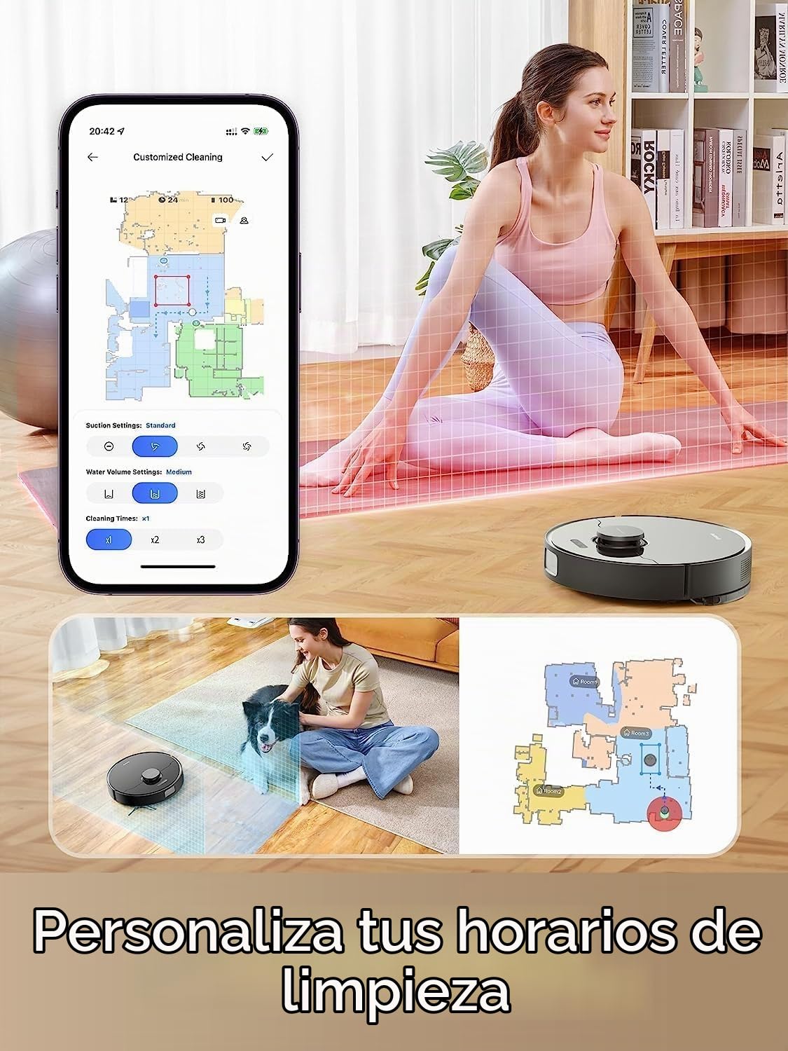 DREAME D10s Plus Robot Aspirador y Friegasuelos con Vaciado Automático DualBoost 1.0, AI Action, LDS, 5.000Pa, Autonomía de 280 min, Videovigilancia y Control de la App para Alfombras y Más