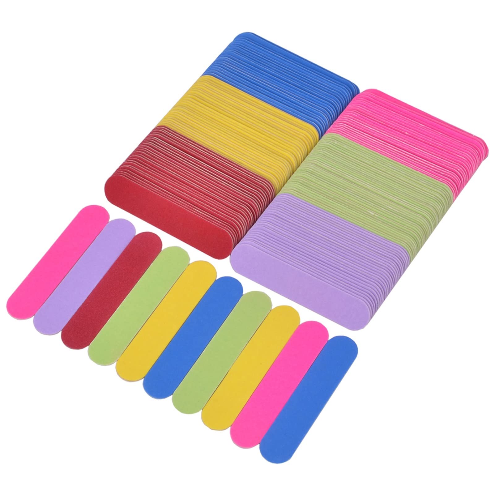 Lima per unghie, buffer per unghie, 200 pz/lotto Mini Lima for Unghie in Legno Professionale 247 Grana Levigatura Nail Art Doppio Lato(Roze)