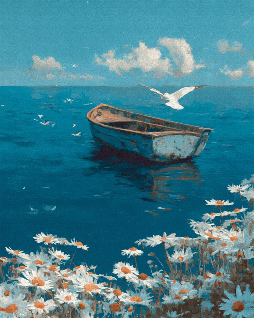 RKFLGEW DIY Seed Bead Embroidery Kits Sea Boat 30x40cm