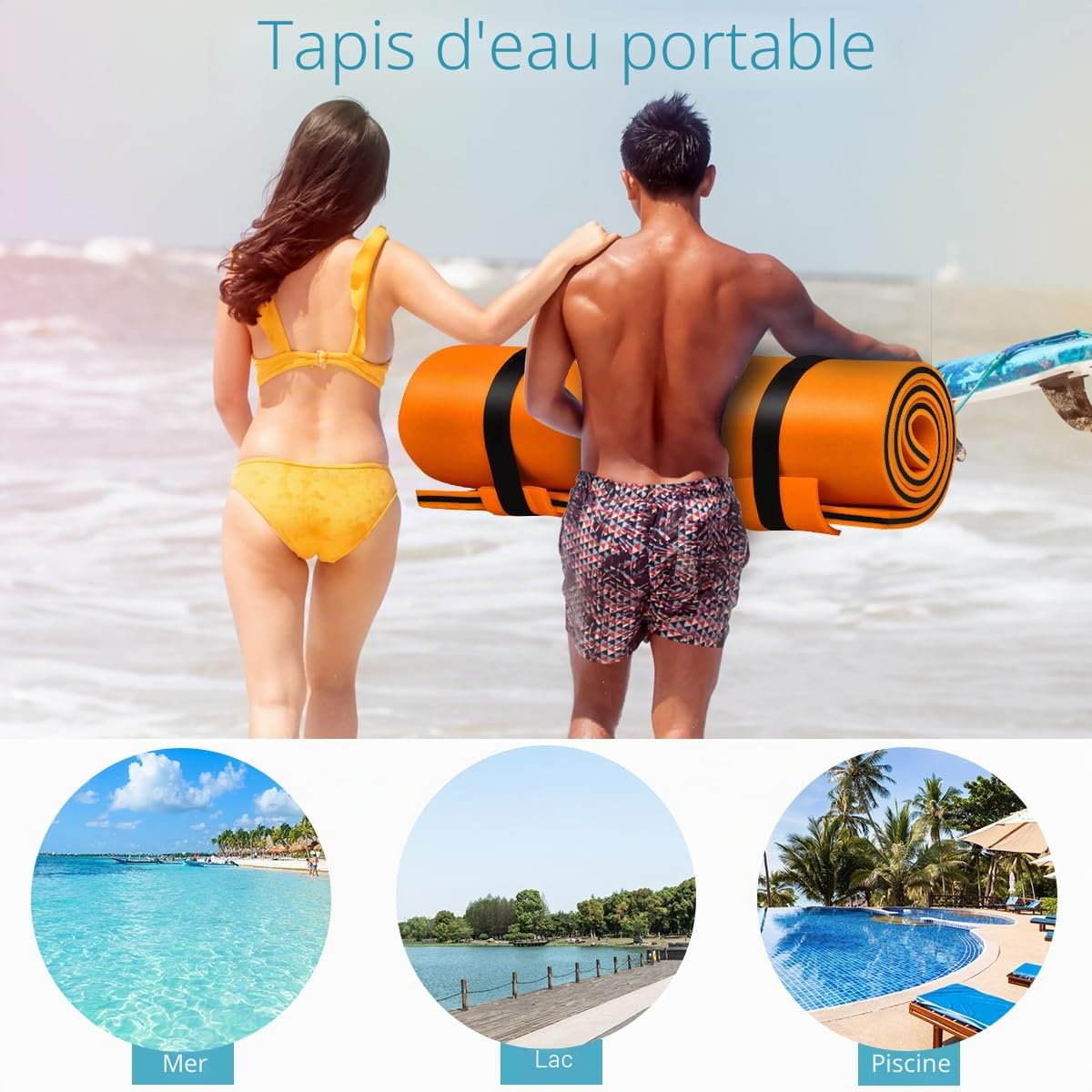 HOMASIS Tapis Flottant en Mousse XPE pour 1/4/6 Personnes, Matelas Flottant Piscine Enroulable, Hamac Adulte pour Bain de Soleil, Activités Nautiques,Mer, Lac, Charge 60/100/400 kg