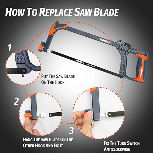Miniatura 5 de Sierra de mano 4 en 1 con 4 cuchillas de cambio rápido, incluye hoja de sierra de yeso, metal, madera, plástico, guante de trabajo, mango suave y
