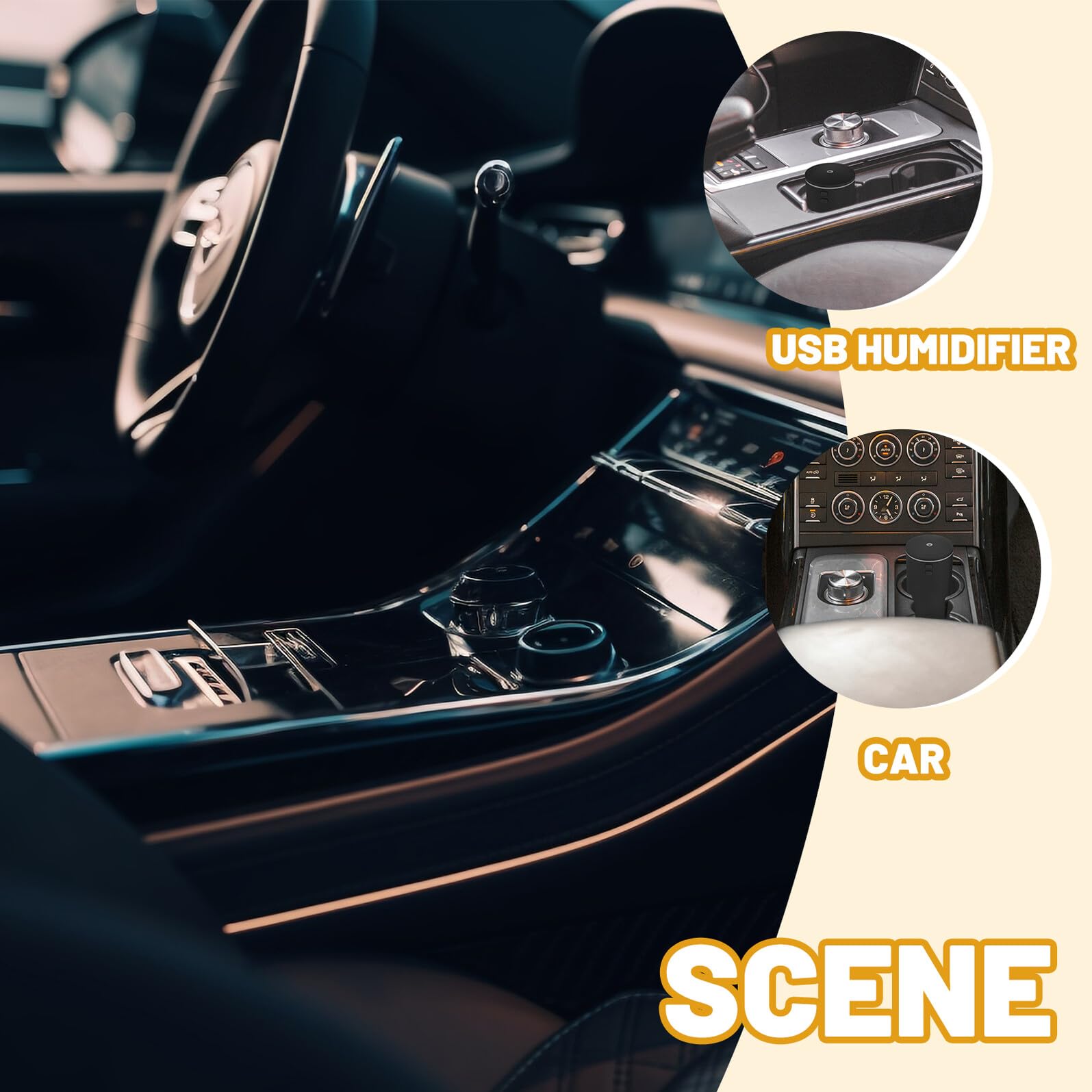 HANABASS Umidificatore USB per Auto e Scrivania Piccolo e Compatto con Funzione Purificatrice e Luce Notturna per Camera da Letto Ufficio e Piante Design Compatto e Alimentazione USB per