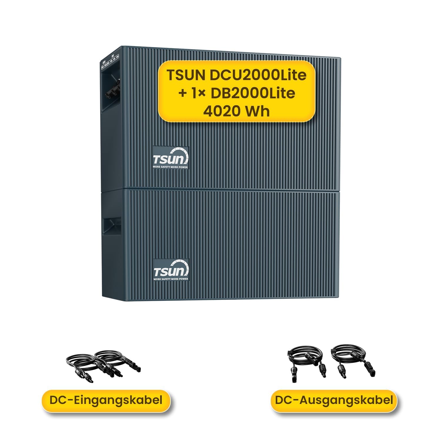 Powerness® Balkonkraftwerk Speicher 4020Wh, TSUN DCU2000Lite Plug & Play Solarspeicher 2kWh – erweiterbar bis 10kWh, 2400W PV-Eingang Dual-MPPT, 314Ah Industrie-Zellen, mit 1× DB2000Lite (0% MwSt)