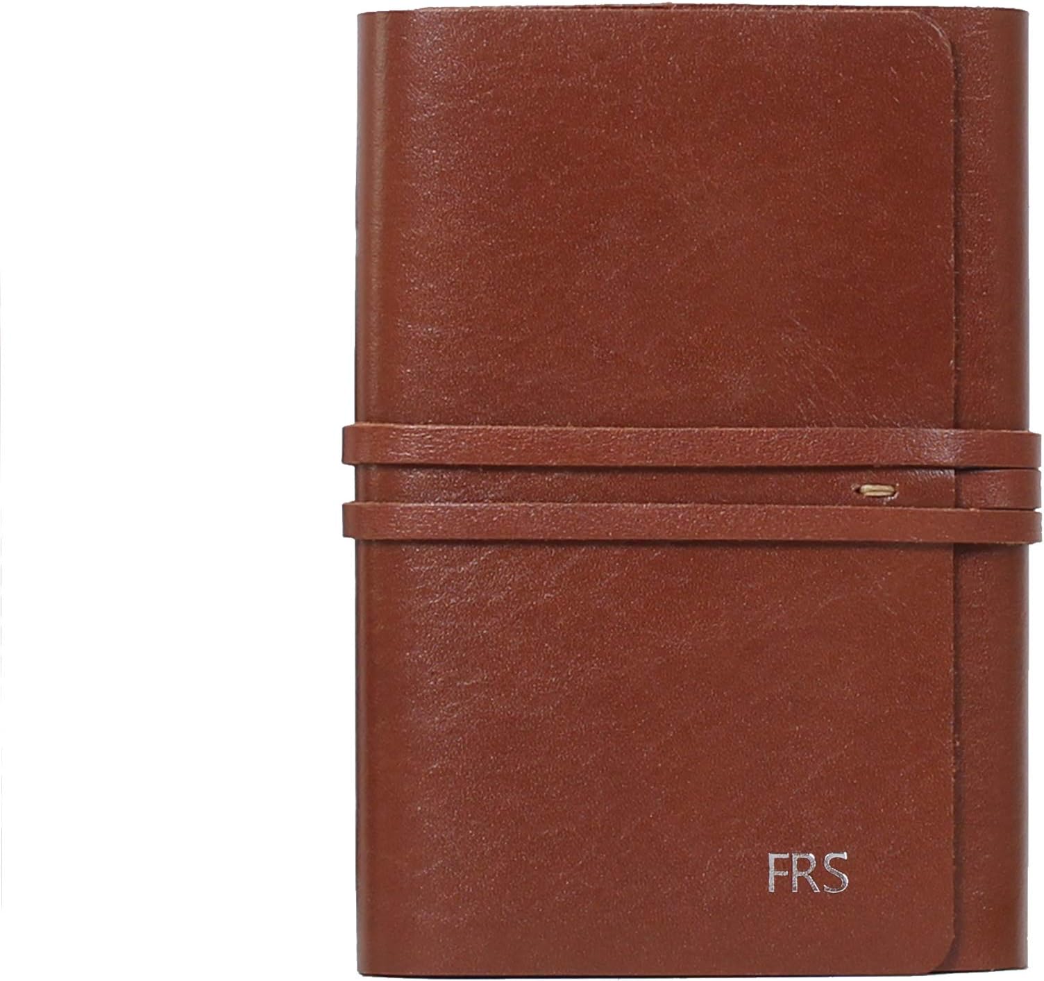 Leather Journal A6 Refillable Leather Notebook Secure Wrap Style Travel Diary & Notepad (Brown)