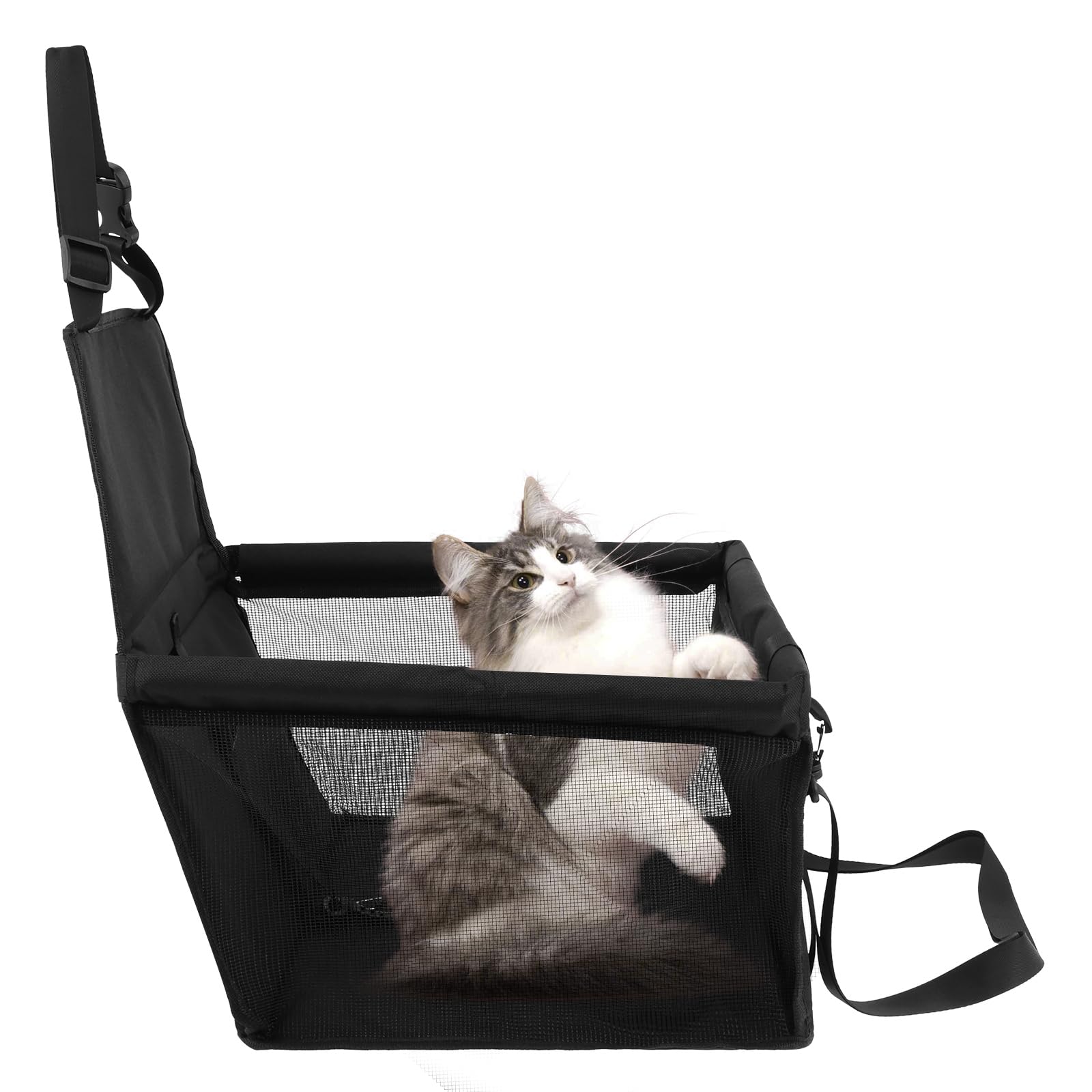 Dog Car Seat for Small/Medium Dogs,Fully Detachable and Washable Car Dog Seat with Adjustable Safety Leash,Puppy Travel Seats with Storage Pockets,40×32×21cm(Black)