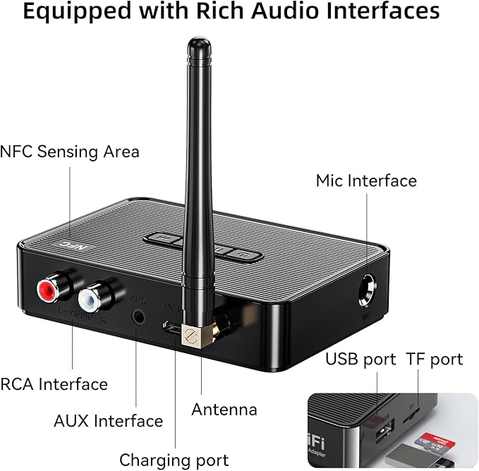 Receptor Bluetooth 5.1 con Control Remoto, Adaptador de Audio para Estéreo miniatura 2