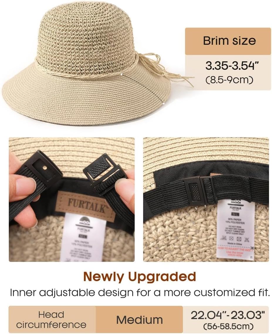 FURTALK Beach Hats for Women Summer Straw Sun Hat Wide Brim Crochet Hats - Image 6