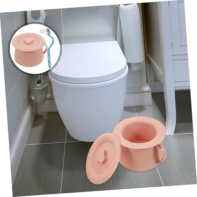 Orinal portátil unisex para adultos y ancianos, de plástico grueso, con tapa y cepillo, para uso nocturno, en cama o viaje miniatura 7