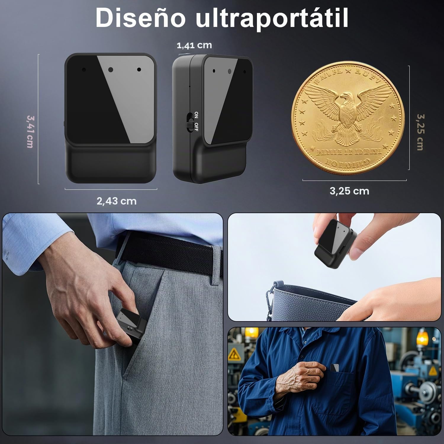 Mini Grabadora de Voz - Portátil Mini Grabadora, Magnética Grabadora de Audio con Auriculares, Reducción de Ruido, Fácil de Usar, Voice Recorder para Trabajo, Estudio, Reuniones, Entrevistas
