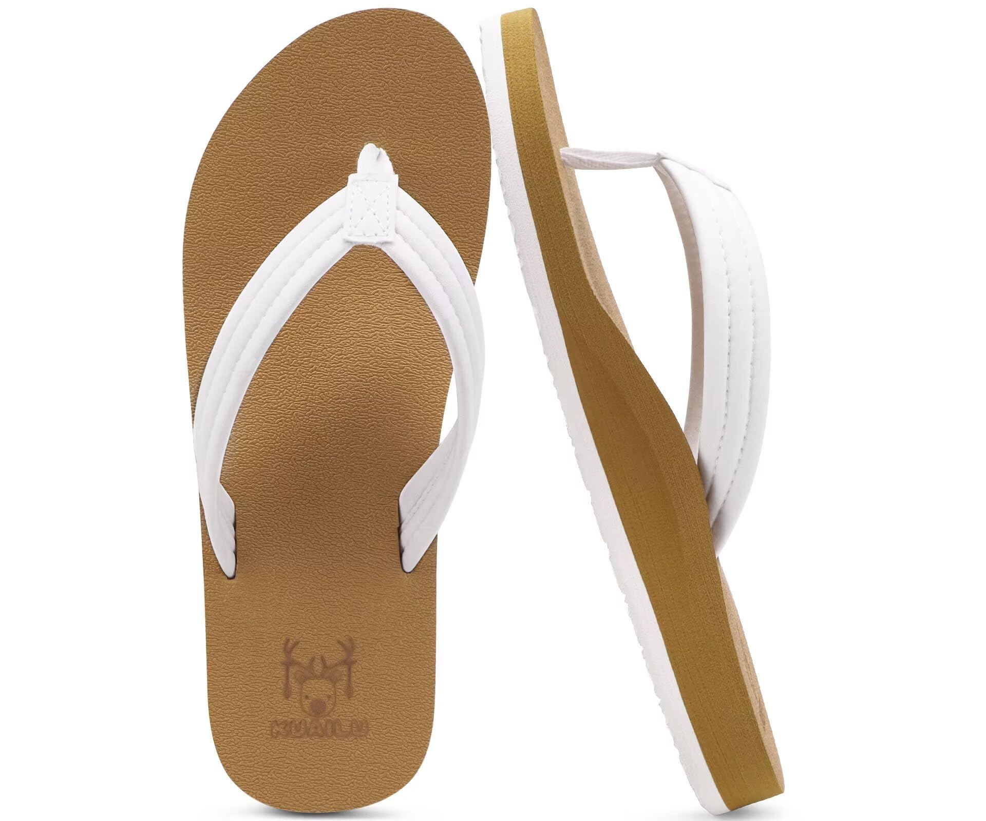 KuaiLu Womens Arch Support Flip Flops Ladies Comfort Lightweight Soft Yoga Mat Cushion Walking Thong Sandals