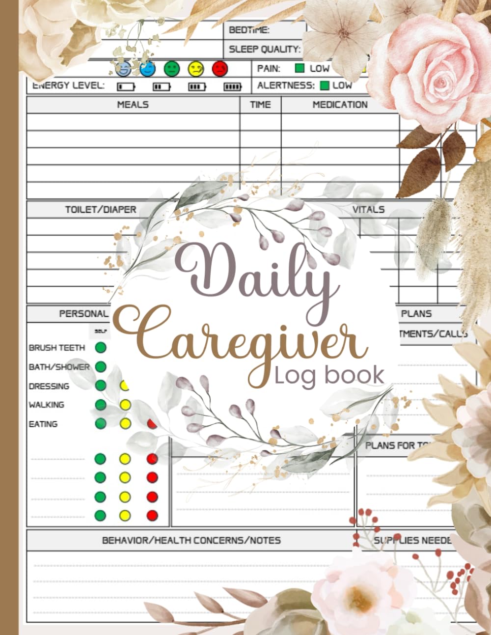 Caregiver Daily Log Book: Personal Caregiver Log for Recording Daily ...