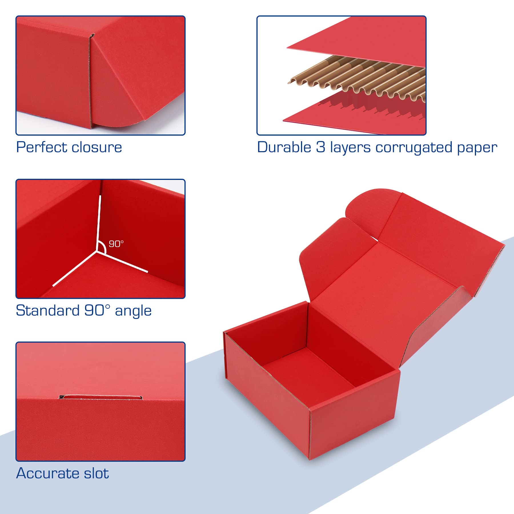 Paquete de 25 cajas de envío, 8 x 6 x 3 pulgadas, caja de cartón corrugado pequeña para envíos de negocios, regalos, decoraciones, papel kraft marrón (rojo)