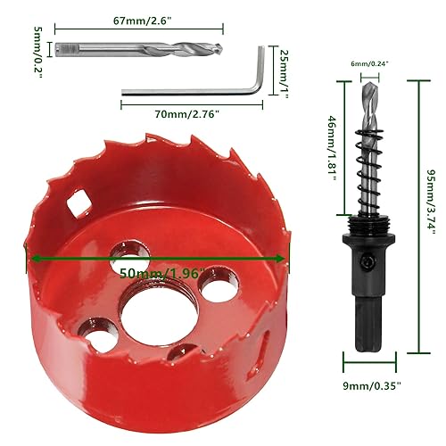 Vista 159 de Luomorgo - Sierra perforadora de 4 pulgadas/100 mm, acero de alta velocidad, profundidad de corte 1 1/4 pulgadas, adaptador de broca hexagonal