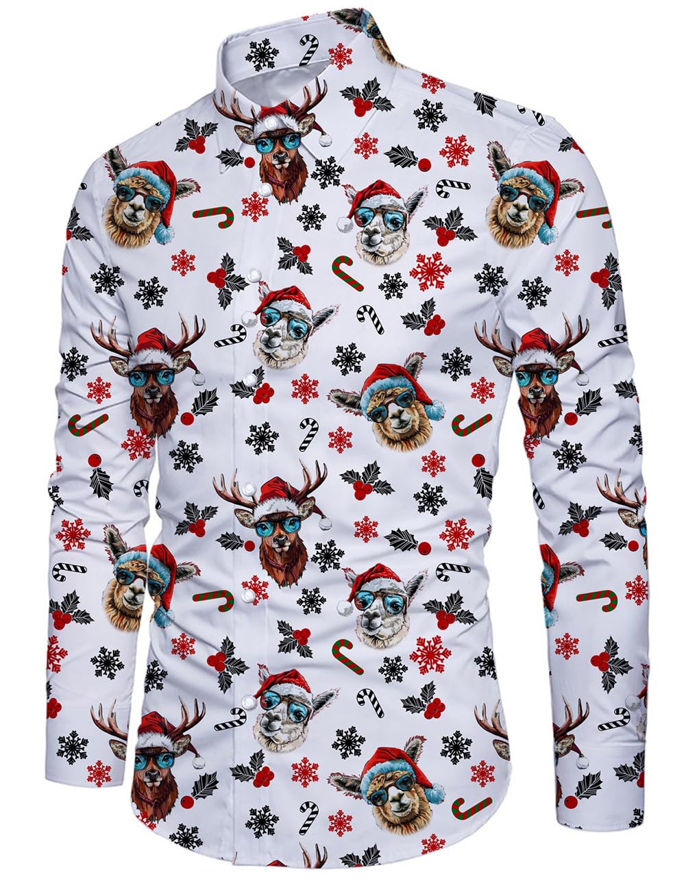 Camicia Di Natale Per Uomo, Stampa Divertente Babbo Natale, Tessuto Morbido, Per Feste E Cenoni