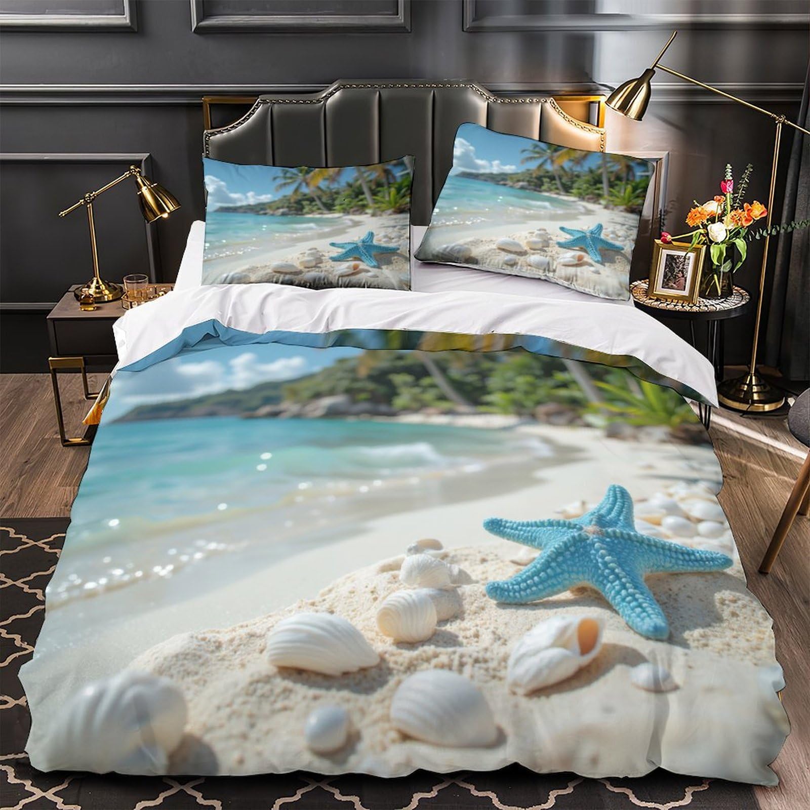Housse de couette tropicale en microfibre pour chambre de fille
