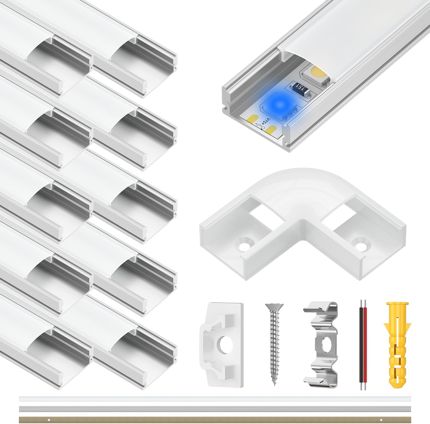 LED Profil breit, StarlandLed Aluminiumkanal 10er-Pack mit komplettem ...