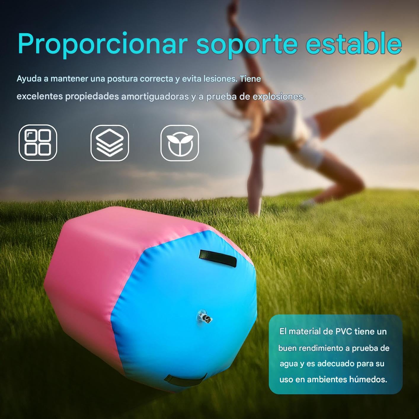 Rodillo de Aire para Gimnasia Barril Superficie Suave Antideslizante