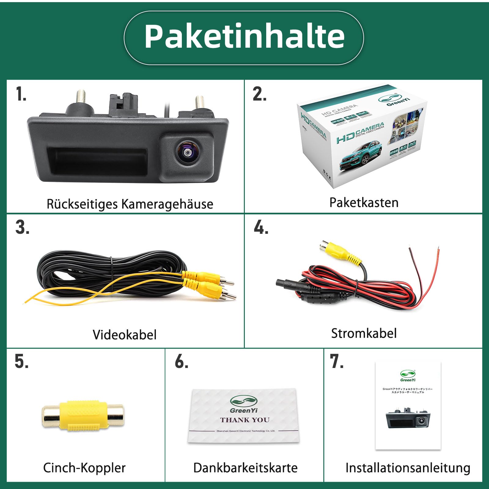 HD 720P Auto Rückfahrkamera für Audi A4L A5 A3 Q3 Q5 RS6 VW Passat Tiguan Jetta Sharan Lavida Skoda mit Kofferraumgriff
