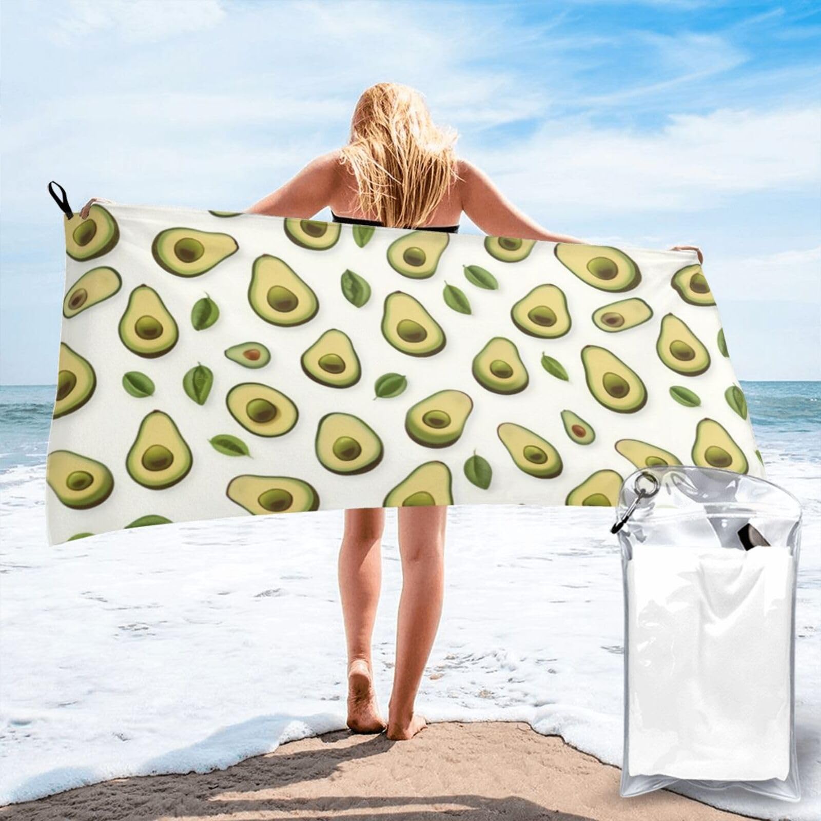 pojknbv Avocado Print Travel Gym Towel For Beach Camping Hiking Yoga Lightweight Reusable Versatility