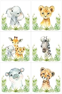 UNIQUE Safari Fabric Panel Set (6 Panels, 12x12in Each), Quilting Panels, Baby Quilt Panels,