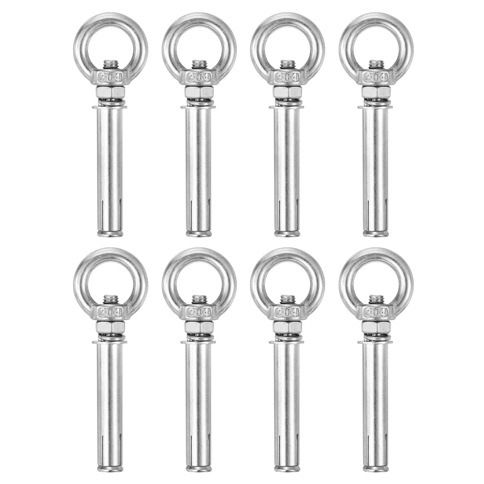 Perno de expansión para colgar cargas M8 en hormigón, pack de 8 tornillos con anillo de elevación 6