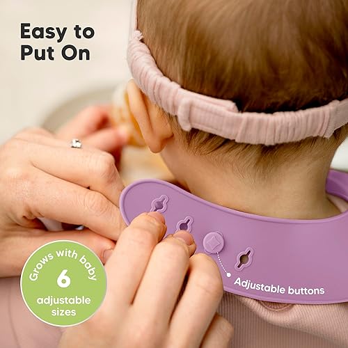 Miniatura 5 de KeaBabies Paquete de 2 baberos de silicona para bebés y 12 recipientes de vidrio para alimentos para bebés, impermeables, fáciles de limpiar, para