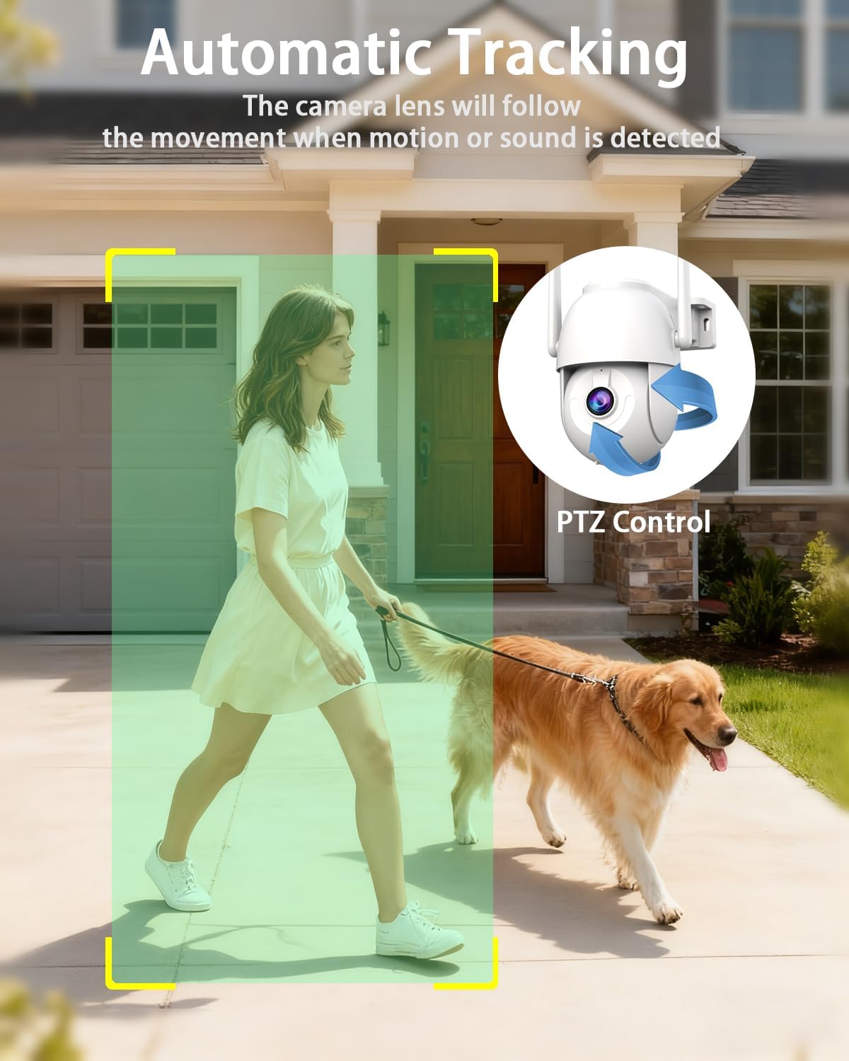 JOOAN 2K Outdoor Security Camera LAN 2.4G WiFi 360°PTZ Cam for Home Surveillance IP66 Waterproof Motion Detect & Alert Sound Alarms Color Night 24/7 Record Cloud/8-256G Card Storage Auto Tracking - Image 4