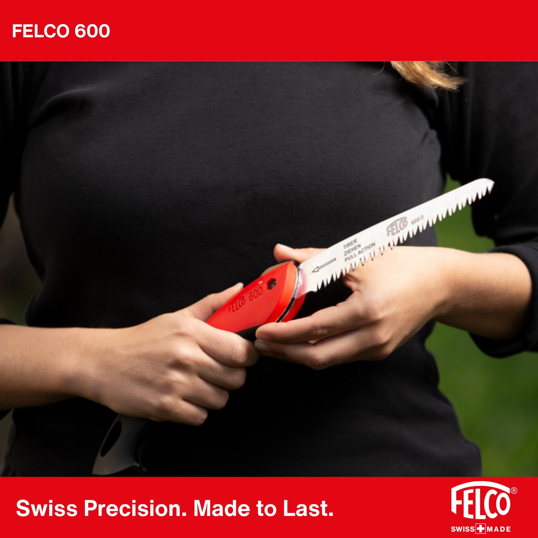 FELCO 14 Kompakte Profi-Gartenschere Bypass 18 mm für kleine Hände mit Klappsäge FELCO 600