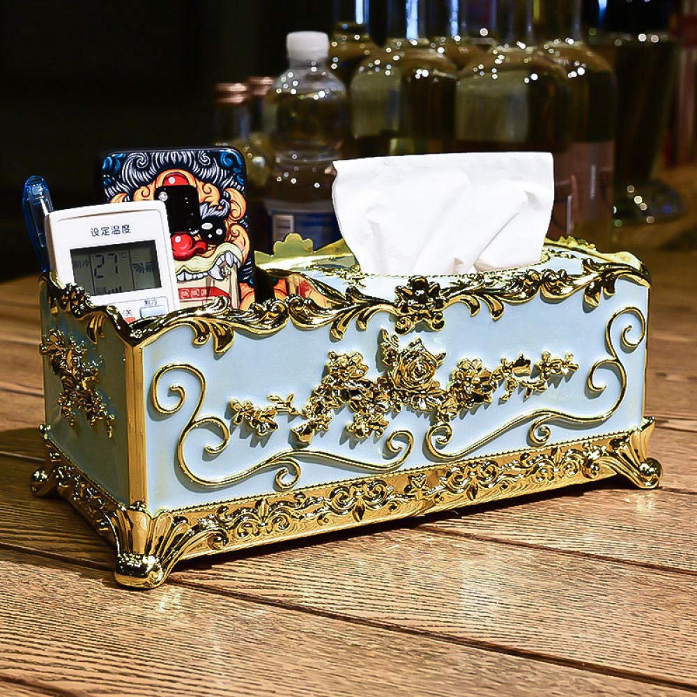 LIUJUANTissue Box Cover, For Home Office European Tissue Box Living Room Paper Remote Control Storage Nordic Creative Simple Coffee Table Multi-Function Napkin-Multifunctional Jinlan