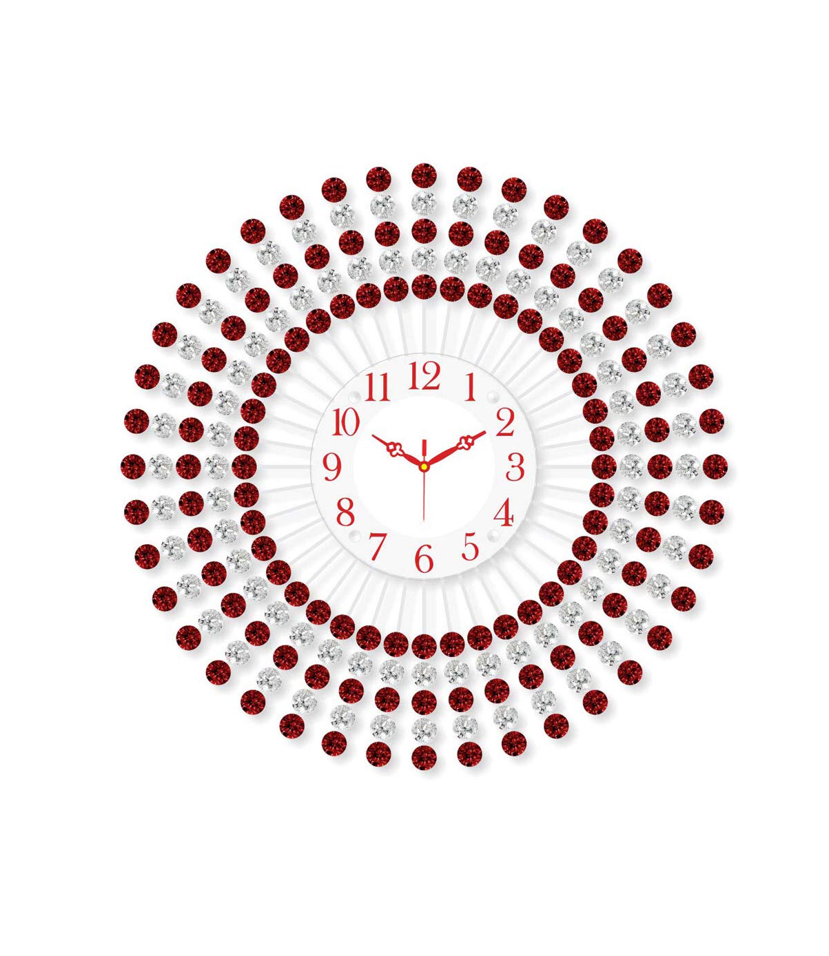 Sponsored Ad – Designer RED and White Wall Clock with Diamond Stones