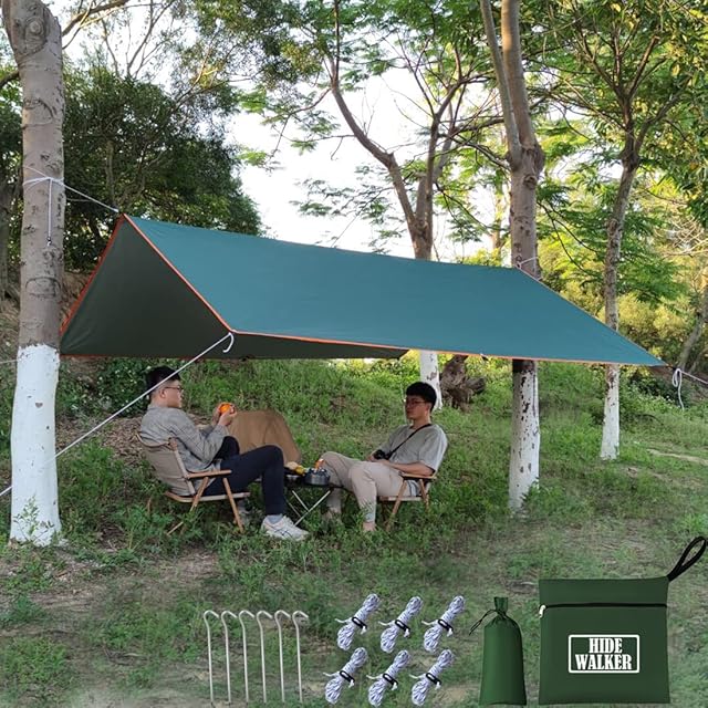 HIDEWALKER Camping Tarp Shelter 3m x 3m Lightweight Tarpaulin Waterproof Tent Awning Canopy Hammock Rain Fly Basha Sunshade for Hiking Backpacking
