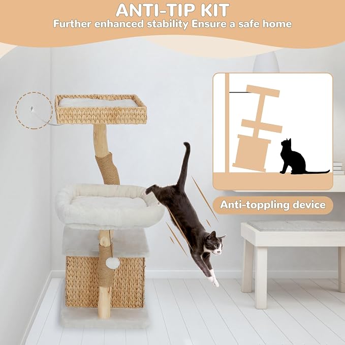 Árbol moderno para gatos de madera sólida interior miniatura 4