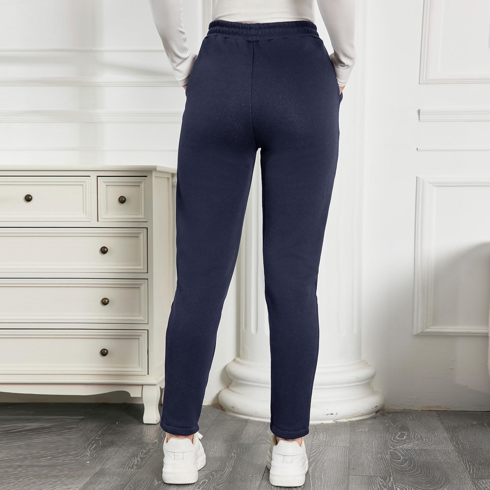 EDOTON Pantaloni da Jogging Donna Caldi Sportivi Pantaloni Termici Ispessiti in Pile Invernale Foderati con Tasche Pantaloni da Allenamento con Coulisse S-XL
