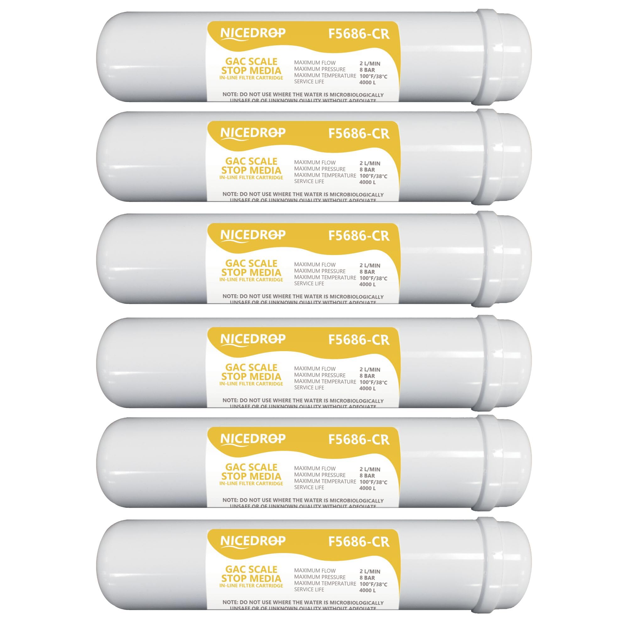 Filtro in Linea 12" Carbone + Resine (F5686-CR) – Attacco 1/4" – Alta Qualità – Rimuove Cloro, Torbidità, Particolato e Riduce il Calcare – Per Impianti a Osmosi Inversa (6)