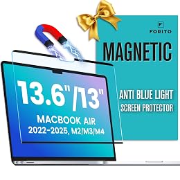 F FORITO Magnetic Anti Blue Light Screen Protector Compatible with MacBook Air 13.6 inch (2022-2025, M2, M3, M4), Bubble-Free Install, Removable & Reusable Anti Glare Matte Laptop Screen Shield