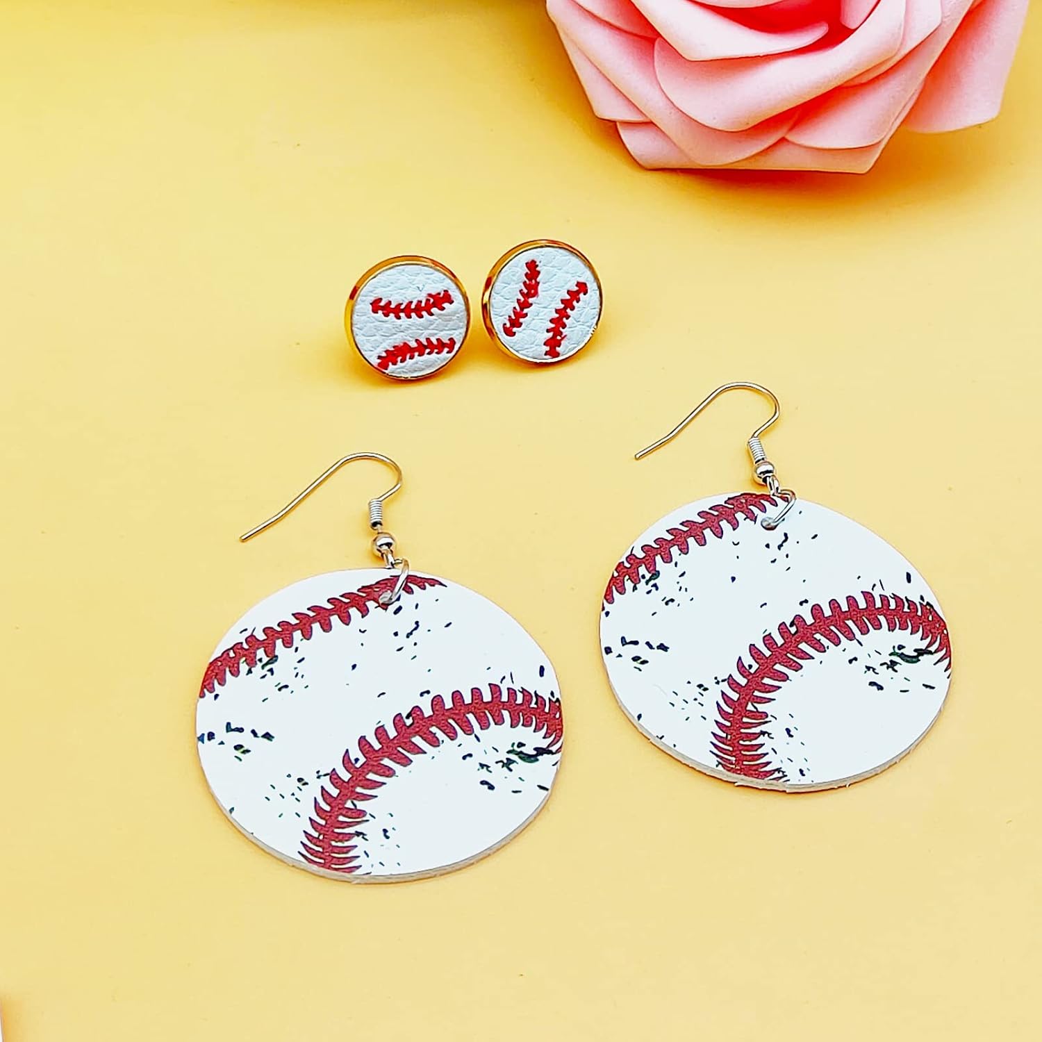 4 Pairs Baseball Dangle Earrings for Moms - Baseball Fan Gift - Image 5