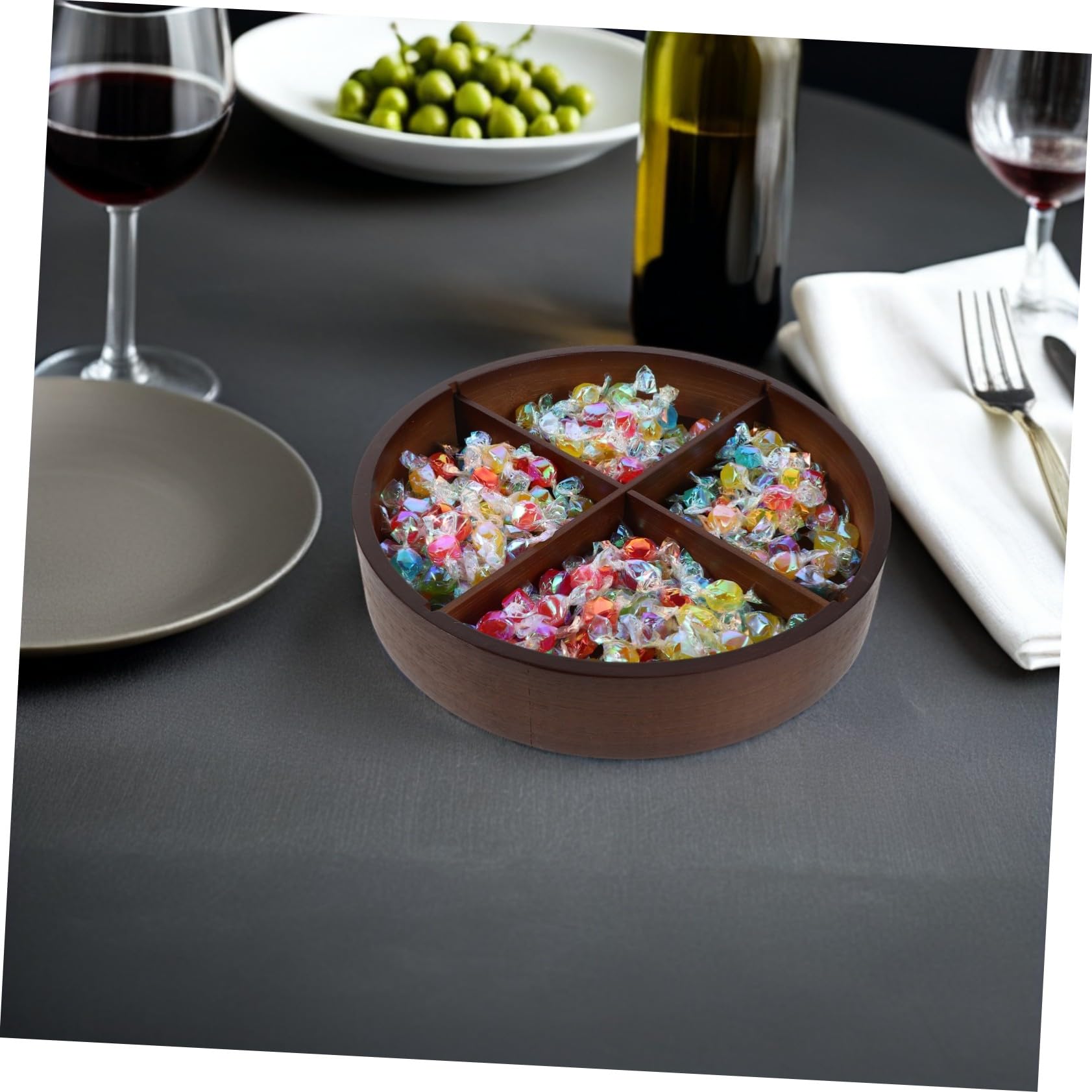 NUOBESTY Plateau à Fruits avec Couvercle et Compartiments Boîte à Noix et Bonbons Plat de Service pour Fruits Secs et Noix