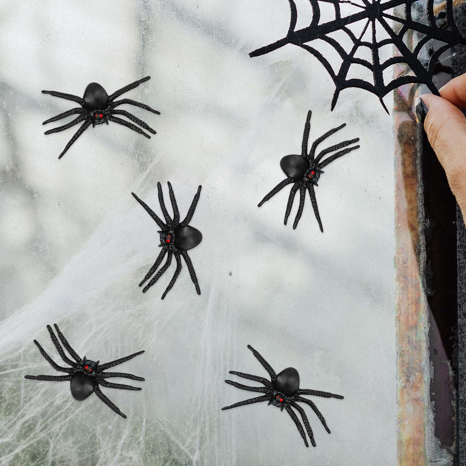 100 Ragni Decorativi Di Plastica Per Halloween - Nero, Diametro 4.5cm, Per Decorazioni Spaventose - Foto 11